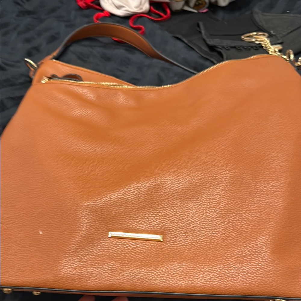 MIA Tan and Gold Shoulder Bag with Sleek Design